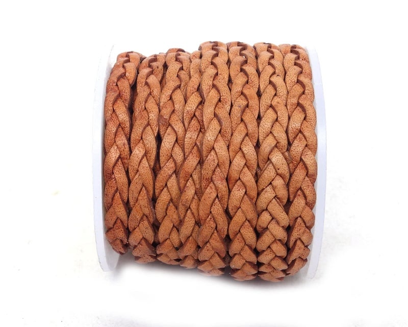 Cords Craft, 5mm 3 Ply Flat Braided Genuine Leather Cord, Braided Leather Cord, Leather Cord, Flat Cords, Brown Color, Hand Braided, Roll of 5 Meters - Image 5